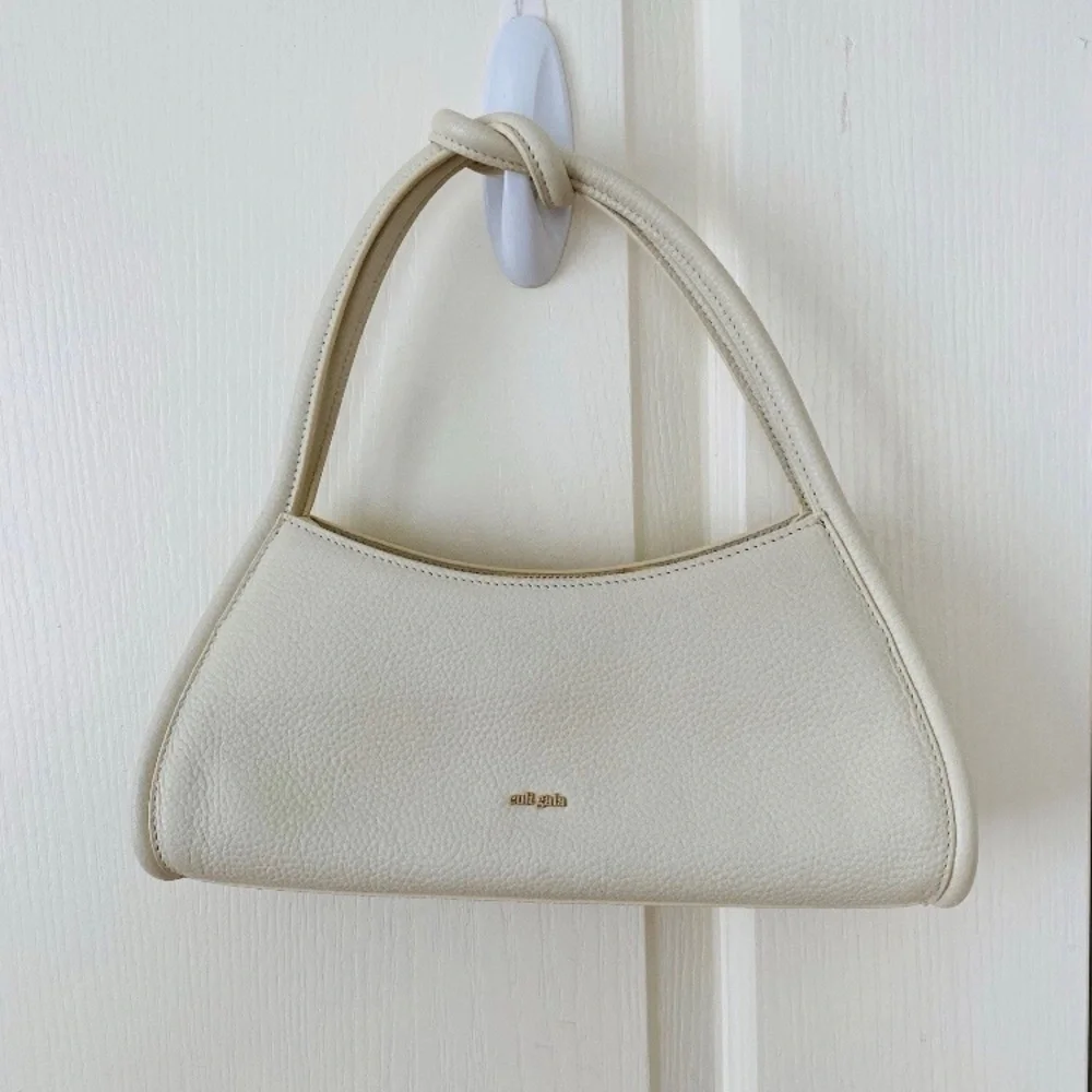 Cult Gaia Tala Cream Off-white Pebble Leather Knot Handle Shoulder Satchel Bag